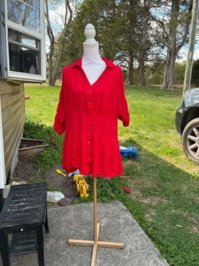 Caren Sport Red Button-Down Women's Shirt